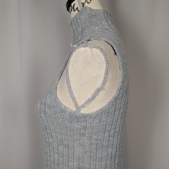 Bartolini Sleeveless Mock Neck Cable Knit Wool Sweater Gray Size S - Picture 11 of 12